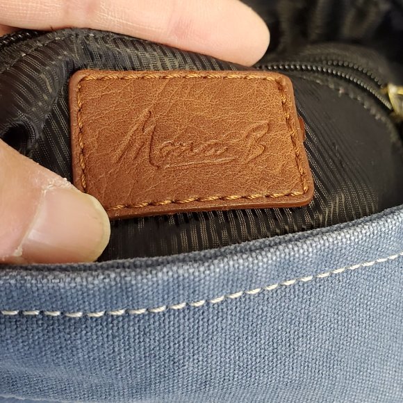 Mona B. - Cameron Admiral Up-Cycled Canvas Crossbody (blue) - Picture 7 of 9